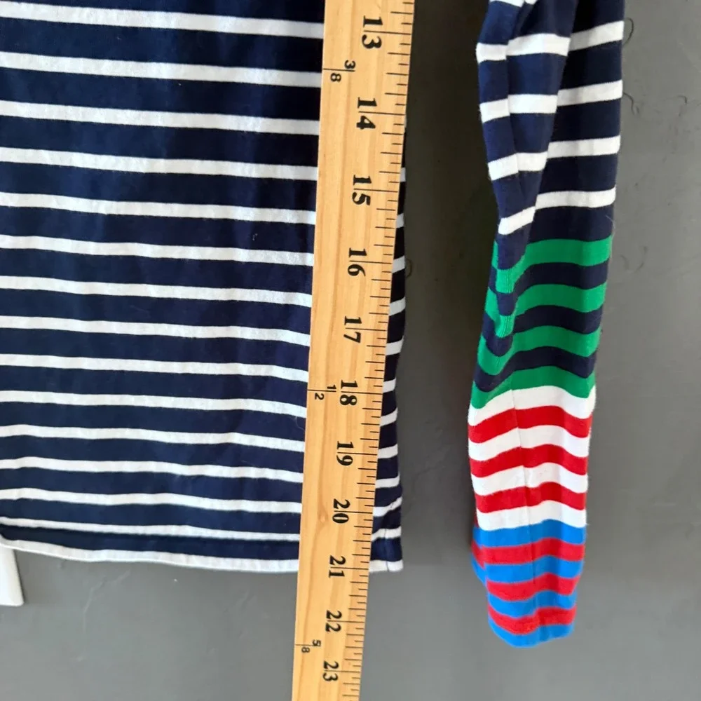 Boden Womens‎ Navy White Striped Long Sleeve Top Rainbow Cuff Cotton US 6 Ella